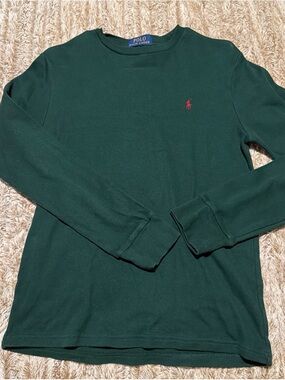 Polo by Ralph Lauren Men's Forest Green Long-Sleeve Crewneck Shirt